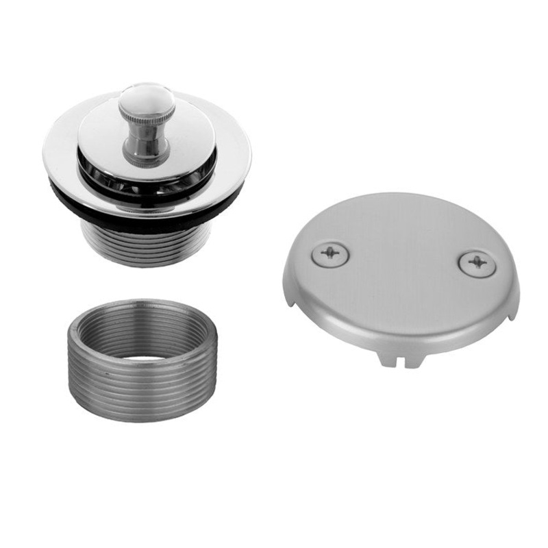 Drain Strainer Lift & Turn Tub with 2 Hole Faceplate Satin Nickel Brass 3-1/4 Inch