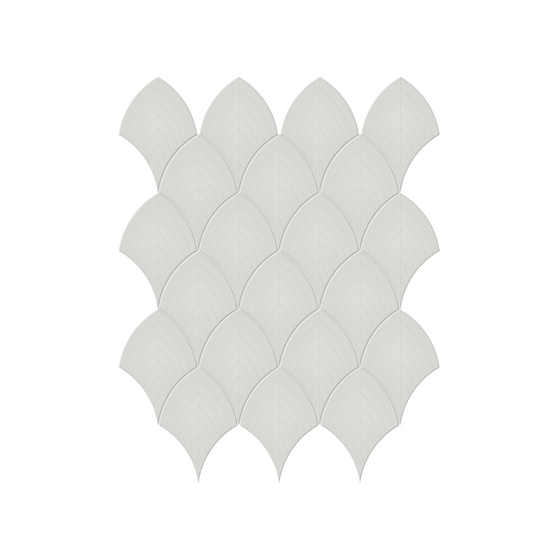 Soho Halo Grey Glossy Porcelain Scallop Mosaics. 1 Sheet = Sq. Ft.